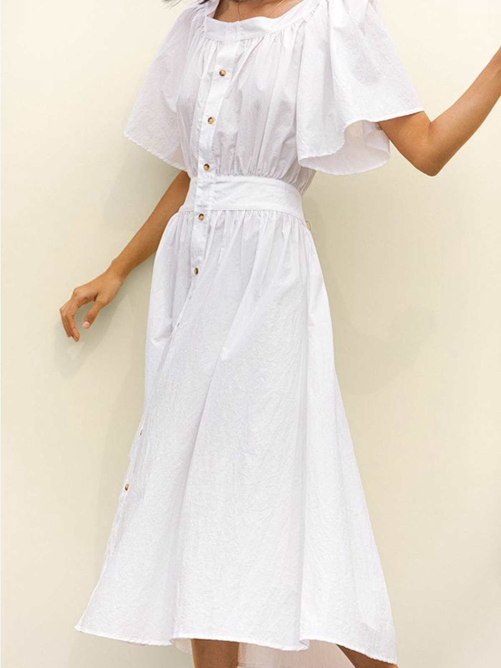 White Button-Front Dress